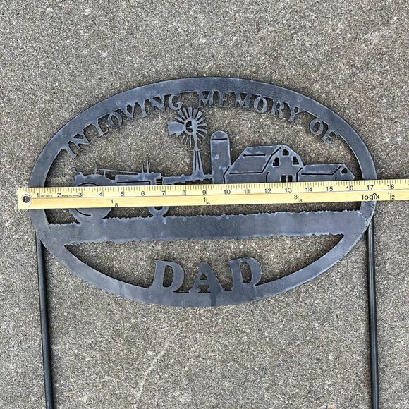 "IN LOVING MEMORY DAD" Metal Sign with Stakes Remembrance Loved Ones Farming - Picture 5 of 8